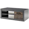 Produktbild: Wohnzimmertisch Couchtisch 110 cm Ablagen Klappen Sofatisch Beistelltisch grau