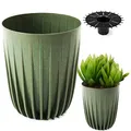 Produktbild: Konzept 11 - Hoher Blumentopf 14cm Durchmesser, Pflanzkübel Groß für Außen, Balkon, Übertopf mit Einsatz Grün Palmentopf