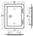 Produktbild: Upmann Kamintür 14 x 20 cm WEIß Vierkantverschluss Schornsteintür 140x200mm