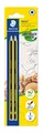 Produktbild: STAEDTLER Bleistift Noris 120, Made from Upcycled Wood, Härtegrad H, Rutschfeste Soft-Oberfläche, hohe Buchfestigkeit, hohe Qualität Made in Germany, Blisterkarte mit 2 Stück, 120-3 BK2D