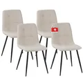 Produktbild: ALBATROS Esszimmerstuhl Bora mit Stoff Bezug, 4er Set Beige, stilvolles Vintage Design, belastbar mit 110Kg, Polsterstuhl - Moderner Küchenstuhl, Stuhl Esszimmer oder Esstisch Stuhl