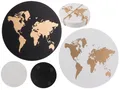 Produktbild: 8x Getränke/Glas-Untersetzer Holz goldfarbene Weltkarte schwarz/weiss ca. 9x9cm