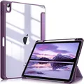 Produktbild: Fintie Hybrid Hülle für iPad Air 11 Zoll M3 2025/ M2 2024, iPad Air 5/4 Gen (2022/2020) 10,9 Zoll mit Stifthalter - Stoßfeste Schutzhülle mit transparenter Hartschale auf der Rückseite, Dunkellila