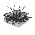 Produktbild: Princess 162670 Raclette & Fondue – 5‑in‑1 – Für 8 Personen – Zwei Thermostate – 1,3 L Fondue‑Pfanne – Abnehmbare Teile – PFAS‑frei – 1800 W