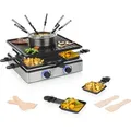 Produktbild: PRINCESS Raclette Princess 162670 Raclette & Fondue – 5‐in‐1 – Für 8 Personen – Zwei The, 8 Raclettepfännchen, 5‐in‐1 – 8 Personen – 1,3 L Fondue – PFAS‐frei – 1800 W schwarz|silberfarben