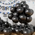 Produktbild: AULE Schwarze Luftballons Metallic Helium: 50 Stück 12 Zoll Luftballon Schwarz Ballons Latex Geburtstagsdeko für Graduation Junggesellenabschied Halloween Deko