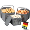 Produktbild: uandu Kartoffel Aufbewahrungsbox Küche 3er Set, Knoblauch Aufbewahrung, Kartoffelbox, Kartoffelkiste, Zwiebelbox, Regal Korb, Aufbewahrungskorb für Bad, Vorratskorb, Korb für Spielzeug