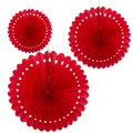 Produktbild: Papier Rosetten 3er Set rot Geburtstag Hochzeit Jubiläum Sommerparty Party