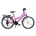 Produktbild: Talson City-Fahrrad 26 Zoll, 21-GG-Shimano-Schaltung mit Beleuchtung und Gepäckträger, Farbe Pink - Rosa