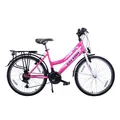 Produktbild: Talson City-Fahrrad 26 Zoll, 21-GG-Shimano-Schaltung mit Beleuchtung und Gepäckträger, Farbe Pink