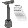Produktbild: Störtebekker® Premium Rasierständer 'Oslo' im Set mit Störtebekker Premium Rasierhobel 'Oslo' in Schwarz - Edle matte Optik, rutschfester Griff, massiver Stand - Rasierset Herren - Geschenkidee