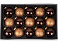 Produktbild: Weihnachtskugeln mit Verzierung aus Glas 6cm x 15 Stück in Kartonbox Christbaumkugeln (Elegant Lounge | braun)