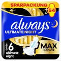 Produktbild: always Binde Größe 6 Ultimate Night Sparpackung, 54 Binden 3x18 Stück