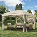 Produktbild: TOOLPORT 4x4 m Softtop Gartenpavillon, inkl. 4 Seitenteile, champagnerfarben - (300174)
