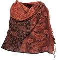 Produktbild: GURU SHOP Weicher Pashmina Schal/Stola mit Paisley Muster - Schwarz/orange, Herren/Damen, Synthetisch