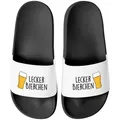 Produktbild: MoonWorks Badeschlappen Lustig Spruch Lecker Bierchen Badelatschen Herren Damen Badesandale schwarz 44 EU