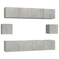 Produktbild: vidaXL TV Schrank Set 6-TLG. Wohnwand Schrankwand Anbauwand Hängeschrank Lowboard TV Möbel Fernsehschrank Wandschrank HiFi-Schrank Betongrau Holzwerkstoff