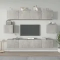 Produktbild: 6-tlg. TV-Schrank-Set Betongrau Holzwerkstoff