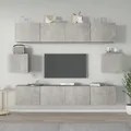 Produktbild: 6-tlg. TV-Schrank-Set Betongrau Holzwerkstoff