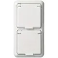 Produktbild: Elso 235414 Schutzkontakt-Steckdose 2-fach (Komplettgerät) mit Klappdeckel und Rahmen, 16 A, 250 V,  IP44, Schraubklemme, Fashion IP44, reinweiß glänzend