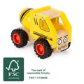 Produktbild: Betonmischer, Baufahrzeug aus Holz, Spielzeugauto, Holzauto, gelb