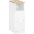 Produktbild: Mesa Estrecha Auxiliar Mesita De Noche Con 1 Estante Abierto Y 2 Cajones Mesita Para Salón Comedor Dormitorio Con 1 Puerta Blanco Y Madera 20 X 35 X 60 Cm Fbt149-wn Sobuy Es