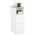 Produktbild: NACHTTISCH mit 2 Schubladen, Schmal, Weiß, 20x60x35cm