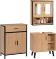 Produktbild: EUGAD Badmöbel-Set, (3-St), Unterschrank mit Tür, Badschrank mit 2 Spiegeln, kommode mit Regal