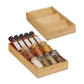 Produktbild: Relaxdays Gewürzregal für Schublade 2er Set, 3 Fächer, HBT: 5x20x38 cm, liegend, Bambus, Gewürz Schubladeneinsatz, natur