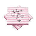 Produktbild: 20 Servietten Streifen 'Schön, dass du da bist!' 33x33 cm - rosa weiß grau - für Hochzeit, Geburtstag, Taufe