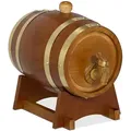 Produktbild: Relaxdays Whiskyfass, 1,25 l, Holz, Schnapsfass mit Bock & Zapfhahn, für Wein, Spirituosen, Deko Holzfass, dunkelbraun