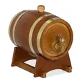 Produktbild: Relaxdays Whiskyfass, 1,25 l, Holz, Schnapsfass mit Bock & Zapfhahn, für Wein, Spirituosen, Deko Holzfass, Dunkelbraun