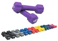 Produktbild: Bad Company Neopren Hanteln 2 x 1 kg lila - Kleine Hantel gummiert für Fitness Gymnastik Aerobic Zuhause - Home Gym Kurzhanteln für Frauen Männer - Dumbbells 1kg