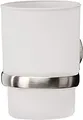 Produktbild: Fackelmann Glas mit Halter FUSION, Glas-Zahnputzbecher mit vernickeltem Halter (Farbe: Silber), Menge: 1 Stück