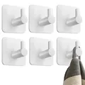 Produktbild: 4happy Handtuchhaken ohne Bohren – 6er Pack Handtuchhalter ohne Bohren weiss, Klebehaken Edelstahl wasserfest, Haken selbstklebend als Handtuchhaken, Badezimmer Handtuchhalter, funktionale Haken