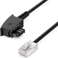 Produktbild: deleyCON 50m Routerkabel TAE-F auf RJ45 (8P2C) Anschlusskabel 99% Kupfer AWG 28 Kompatibel mit DSL ADSL VDSL Fritzbox Internet Router an Telefondose TAE - Schwarz