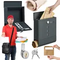 Produktbild: Wandbriefkasten mit Zeitungsfach und Schlüssel. Briefkasten mit Sichtfenster.