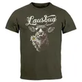 Produktbild: Neverless Print-Shirt Herren T-Shirt Trachtenshirt Hisch Alpen Edelweiß Schriftzug Lausbua mit Print grün M
