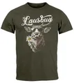 Produktbild: Neverless® Herren T-Shirt Trachtenshirt Hisch Alpen Edelweiß Schriftzug Lausbua Bayern Dialekt Fashion Army M