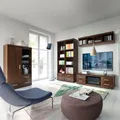 Produktbild: Wohnwand Set mit Vitrinenschrank Nussbaum IMPERIA-129