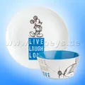 Produktbild: EGAN Disney Geschenkset Mickey Frühstücksteller Müslischale Blau Live Laugh Love