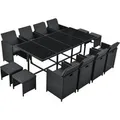 Produktbild: Juskys Polyrattan Essgruppe Baracoa XXL 13 Teilig Schwarz