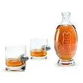 Produktbild: 40YARDS American Football Whisky Set: 2x Whisky Gläser mit Metall Football (300 ml) + Dekanter in American Football Form (750 ml)