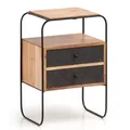 Produktbild: FineBuy Nachttisch 40x30x60 cm Akazie Massivholz Steinoptik Braun