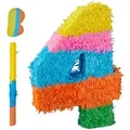 Produktbild: Relaxdays Pinata Zahl Papier Pappe Kunststoff Bunt mit Stab und Maske 50,5 cm x 35,5 cm x 7,5 cm 210 g