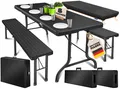 Produktbild: KESSER® Bierzeltgarnitur Set Rattan Festzeltgarnitur klappbar Campingtisch 180cm