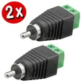 Produktbild: 2 Stück Cinch-Stecker Adapter auf Klemmen - Chinch Stecker RCA auf Terminalblock