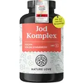 Produktbild: NATURE LOVE® Jod Komplex für die Schilddrüse - 180 Kapseln - mit Jod, Selen, L-Tyrosin, Vitamin B & D - Alternative zu Jod Tabletten - 6 Monate Reichweite - hochdosiert, vegan & laborgeprüft