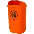 Produktbild: STIER Abfallbehälter mit Regenhaube, Volumen: 50 L, Farbe: Orange, Abmessung: 432 x 334 x 745 mm, Mülleimer zur Montage an Pfählen, Masten und W...