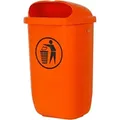 Produktbild: Abfallbehälter Mit Regenhaube, Volumen: 50 L, Farbe: Orange, Abmessung: 432 X 334 X 745 Mm, Mülleimer Zur Montage An Pfählen, Masten Und Wänden, Nach Din 30713 Und Uv-stabilisiert - Stier